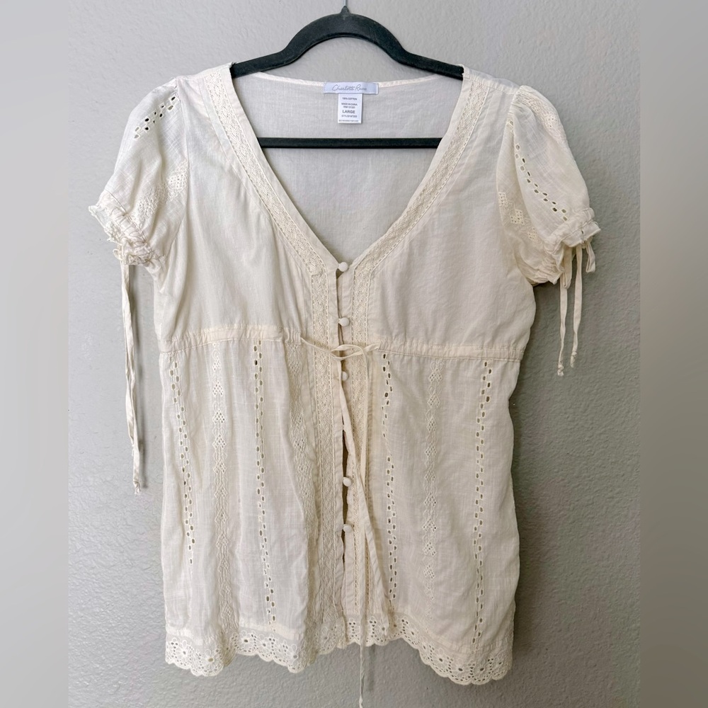 Charlotte Russe Y2K Embroidered top. Size Large